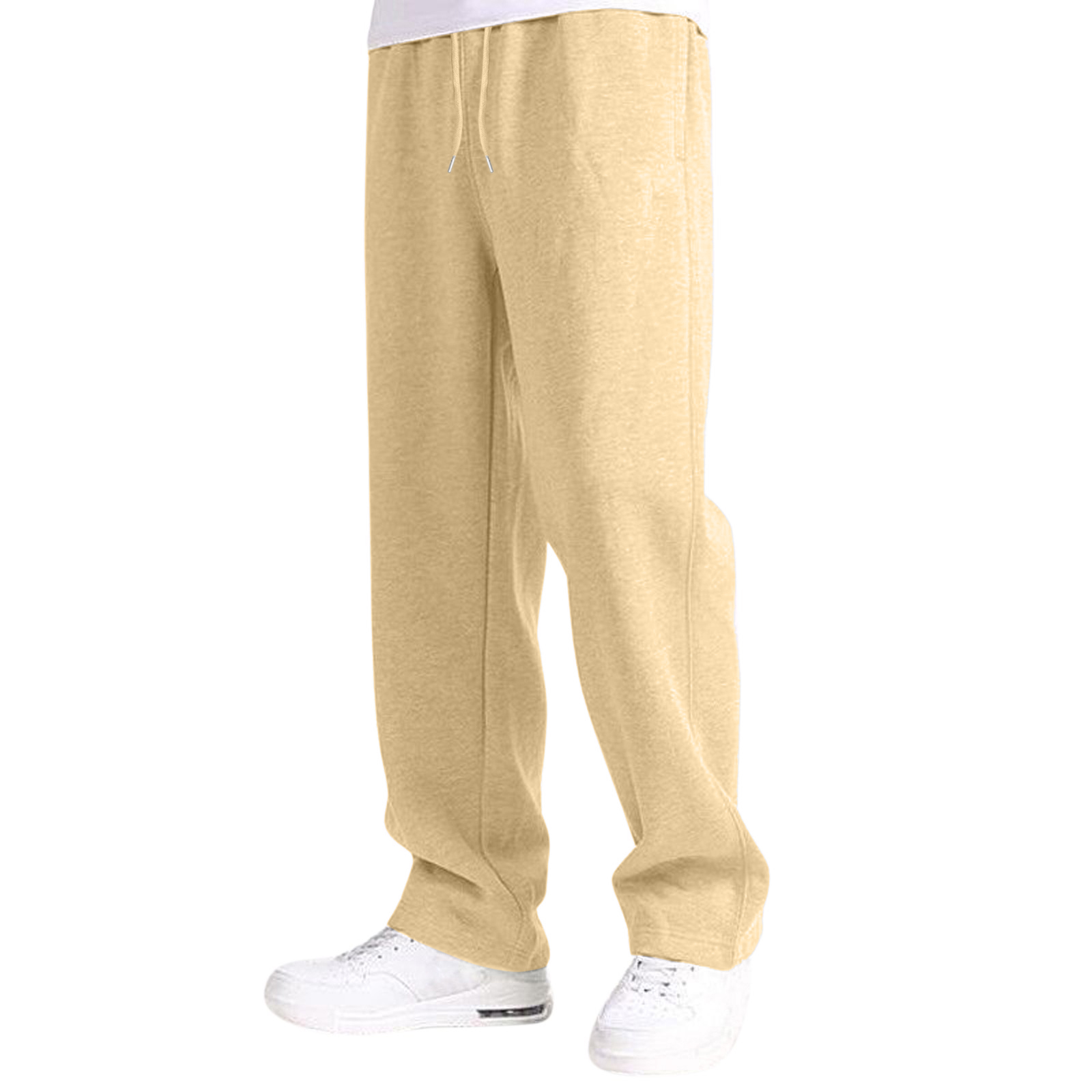 thumbnail image 2 of Pantalones de chándal con forro polar para hombre: pierna recta ancha, cintura alta, bolsillos, poliéster resistente para uso diario/deportivo, tallas US/UK/EU S-XXXL, 2 of 8